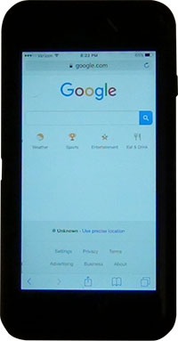 I-Phone with Google home page.